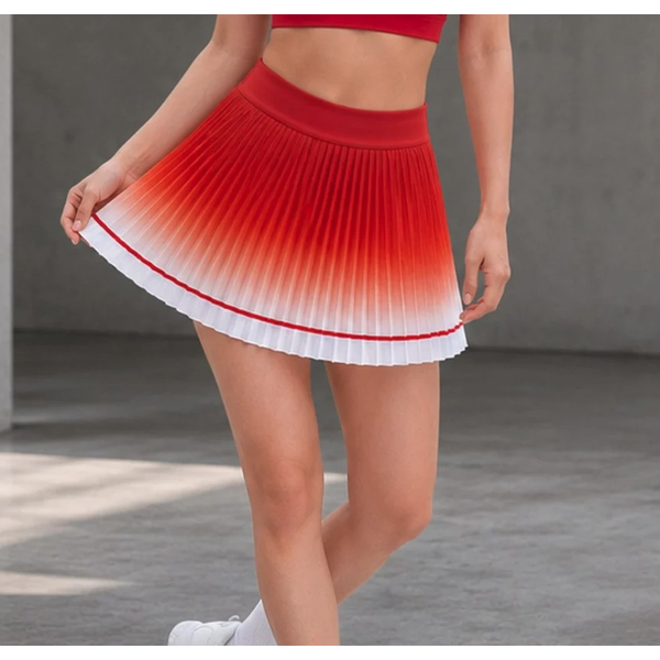 J3 GRADIENT STRIP PLETED SKIRT PADEL TENNIS AEROBIC DANCE MINI SKIRT