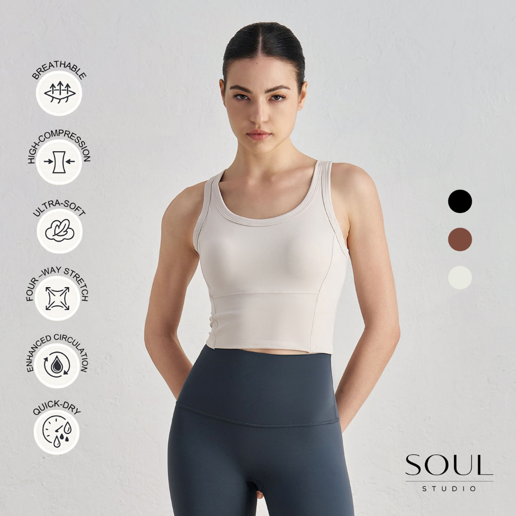 Soul Studio Mirada Cropped Active Top สําหรับ Padel Tennis โยคะยิมพิลาทิสแบดมินตันวิ่งกีฬา