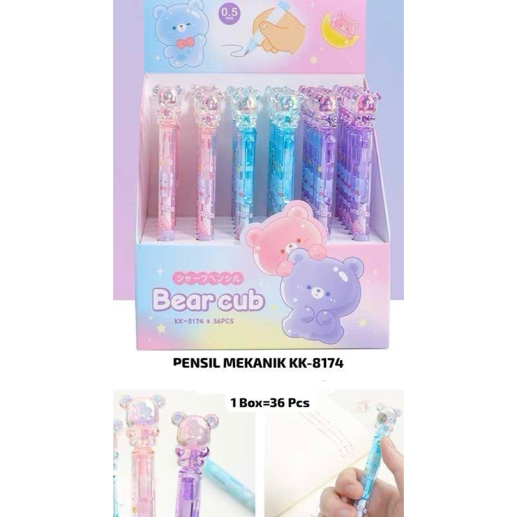 KUKI MECHANICAL PENCIL 0.5 BEAR CUB CRYSTAL MECHANICAL PENCIL CUTE PENCIL BEAUTIFUL PENCIL
