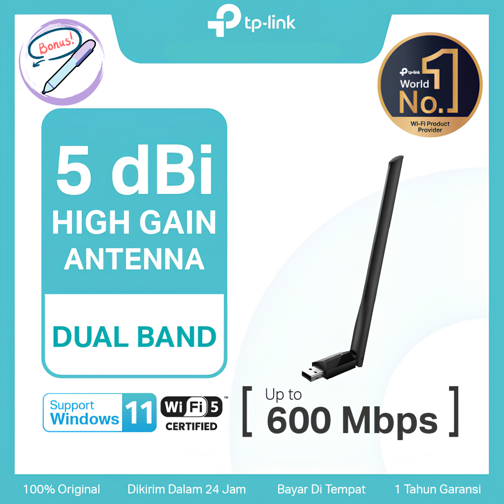 TP-LINK ARCHER T2U PLUS AC600 อะแดปเตอร์ USB ดูอัลแบนด์ไร้สาย