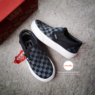 ขายดี!! Vans Slip On KIDS รองเท้าเด็ก Black Pewter (ถุงเท้าหมากรุก) นําเข้า พรีเมี่ยม ผ้าใบ ด้านบน วาฟเฟิล DT ดอกยางพื้นรองเท้าชั้นนอก หมากฝรั่ง กันลื่น ผลิตในประเทศจีน ราคา