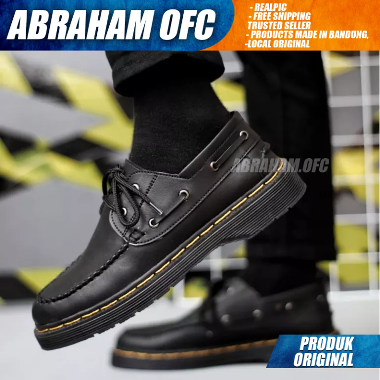 รองเท้าทางการของผู้ชาย Docmart Low Boots Work Black Abraham RIBERY