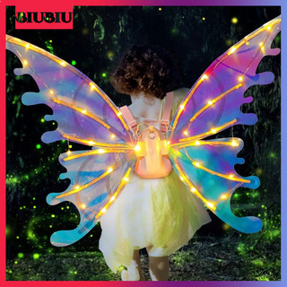 【READY】Anak Elektronik Kupu-kupu led Simulasi Sayap Malaikat Sayap Peri Bulu Mainan Bercahaya / Kostum Peri / Sayap Peri Bidadari Angel Butterfly Wings Hadiah Kado Lampu Musik