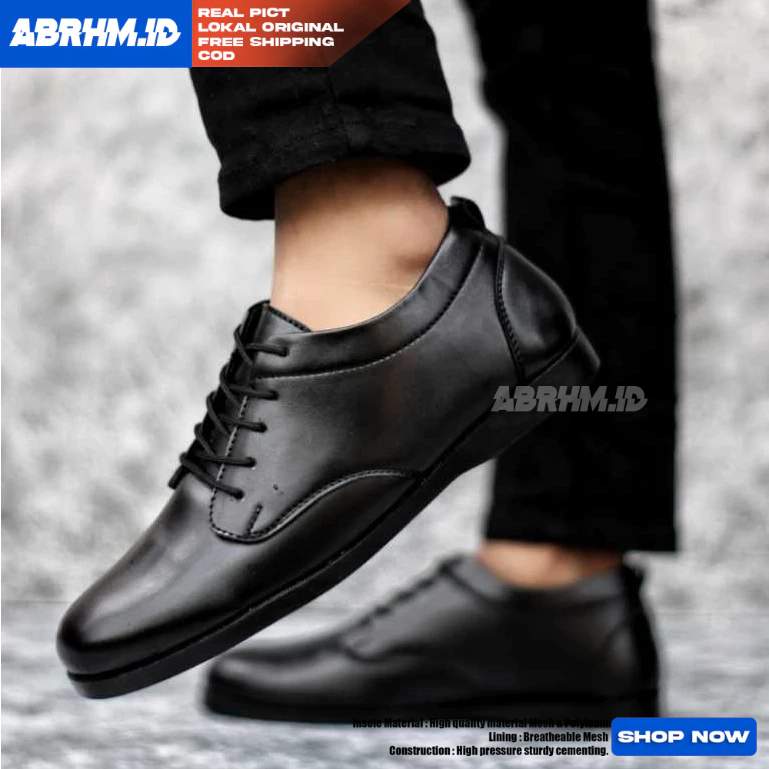 ABRHM Mens Official Oxford Shoes Black Lace-Up Work Shoes