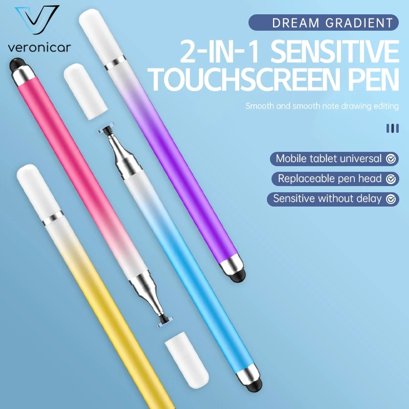 ปากกาสไตลัส 2 IN 1 Universal Capacitive Stylus Touch สําหรับ Apple Android Phone-Ver