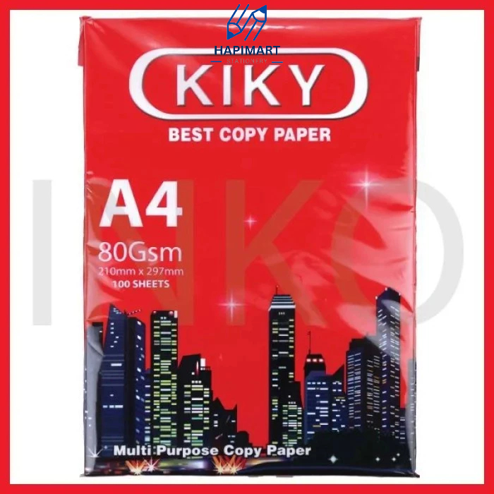 Hvs กระดาษถ่ายเอกสาร Kiky Copy Paper Kiky 100 แผ่น ขนาด A4 80 GSM