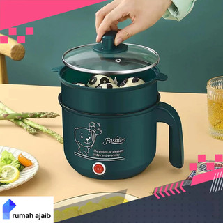 rumahajaib1 - Panci Portable listrik Multifunctional Electric Frying Panci Listrik Lapisan Teflon Panci Listrik 450watt Panci Serbaguna Multifungsi Panci Penggoreng FREE KUKUSAN