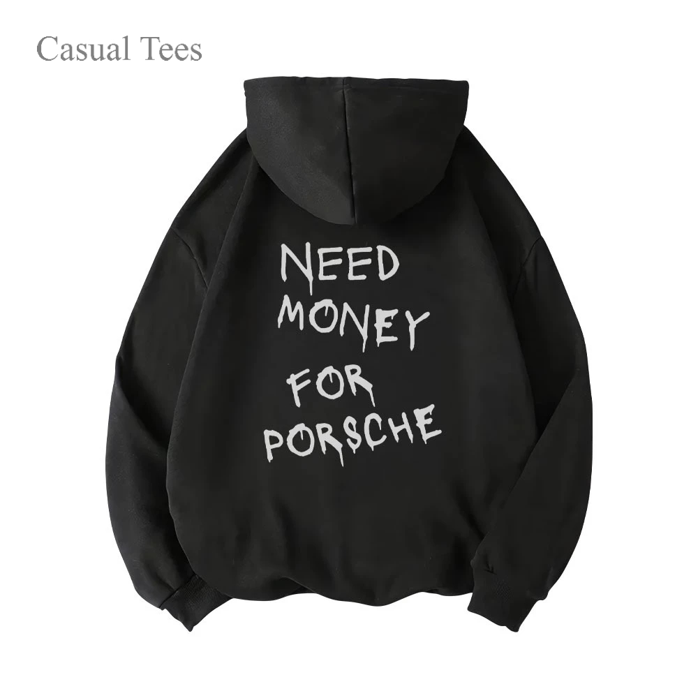 Need Money Hoodie เสื้อกันหนาวสําหรับ Porsche Black ผู้ชายผู้หญิง