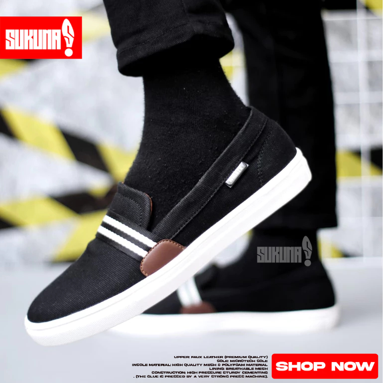 รองเท้าสลิปออนทํางานลําลองสีดําสําหรับผู้ชาย - KANTE