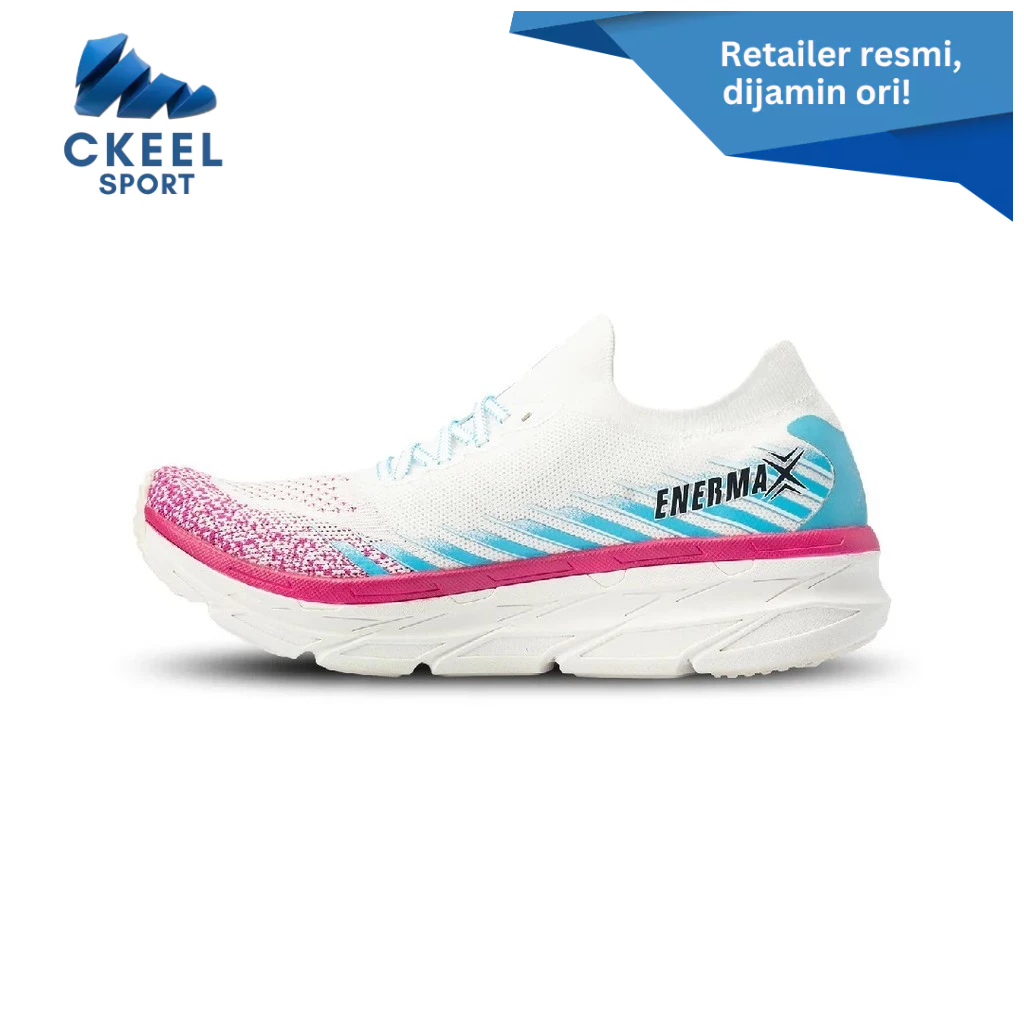 MILLS ENERMAX FLY KNIT RUNNING SHOES-WHITE/MAGENTA/SKY.BLUE