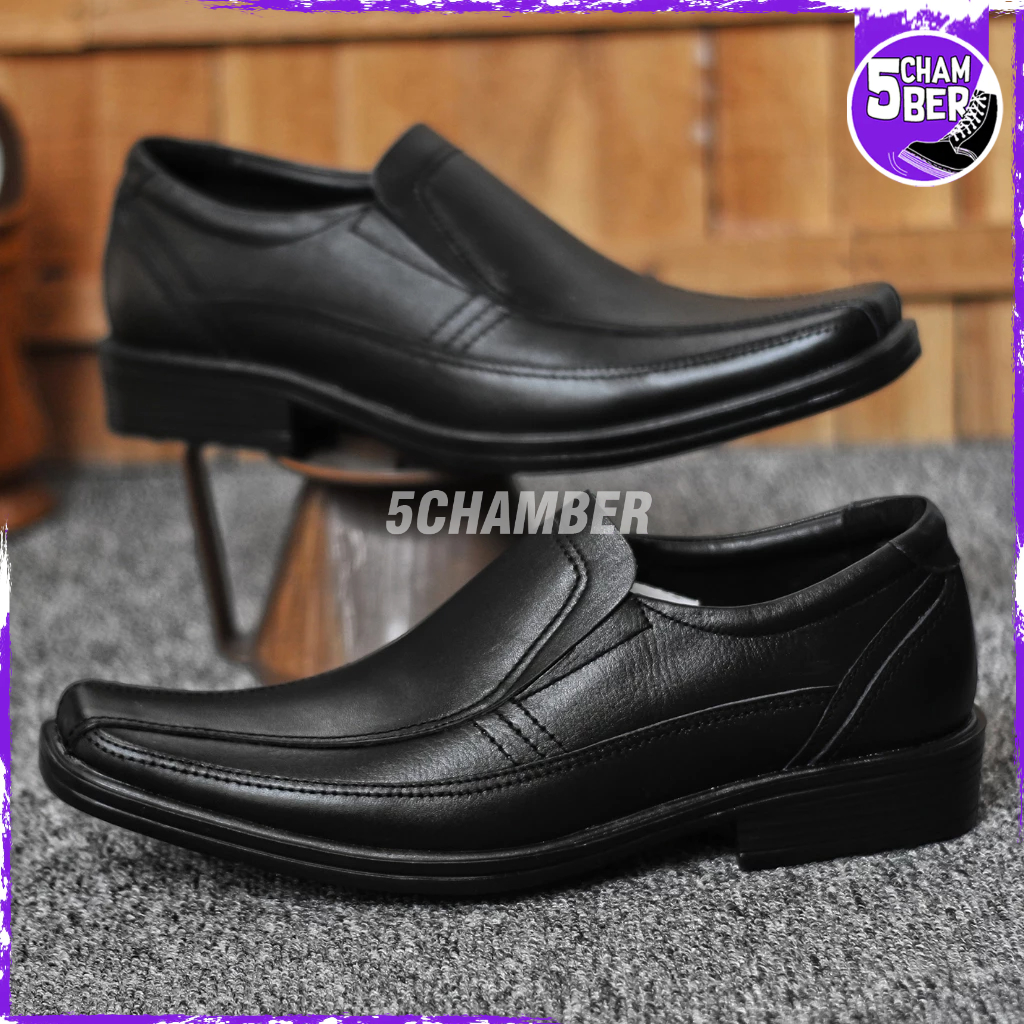 5CHAMBER Laga - รองเท้า Oxford สีดําอย่างเป็นทางการของผู้ชายรองเท้าทํางานหนังแท้