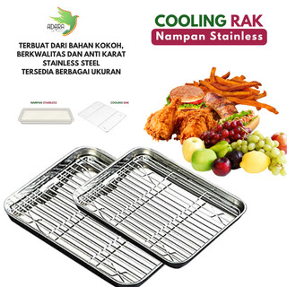 COOLING RAK DAN WADAH MINYAK STAINLESS PENIRIS MAKANAN / RACK PENDINGIN KUE / PENIRIS MINYAK SERBA GUNA