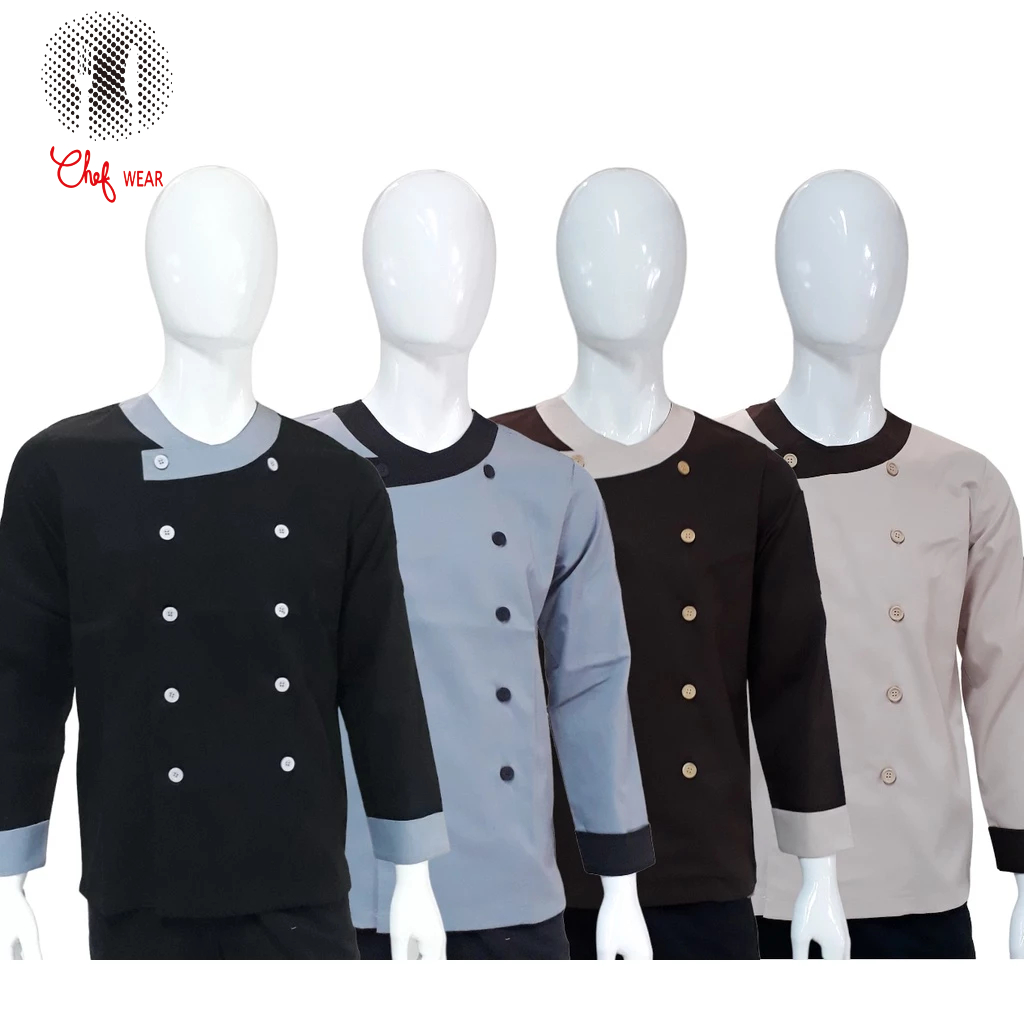 Chef Wear OTTAWA เสื้อแจ็คเก็ตเชฟ LS สีดํา สีเทา สีน้ําตาล ครีม