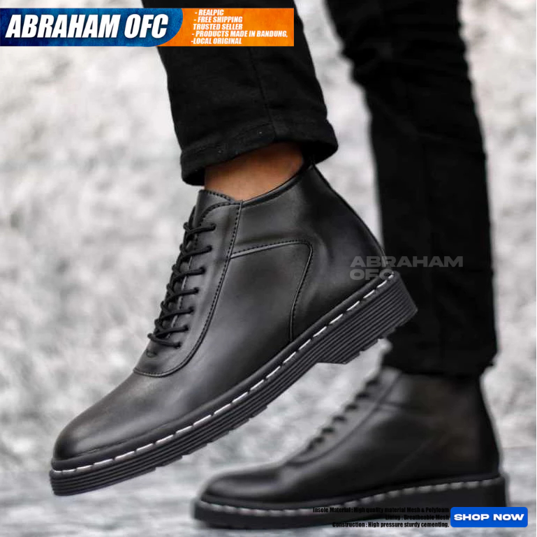 ABRAHAM Mens Black Official Docmart Boots
