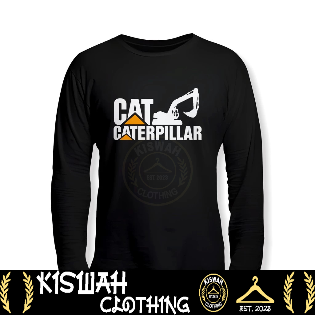 Caterpillar Excavator Vector เสื้อยืดแขนยาว Distro