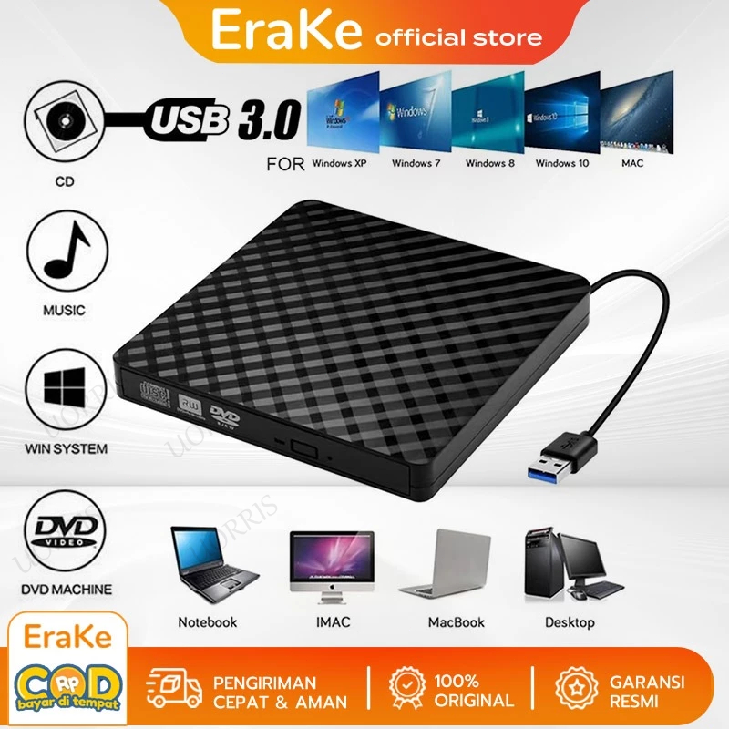 DVD ภายนอก USB 3.0 DVD แบบพกพา DVD RW เครื่องเล่น DVD แบบพกพา CD RW Writer Burner Player Optical