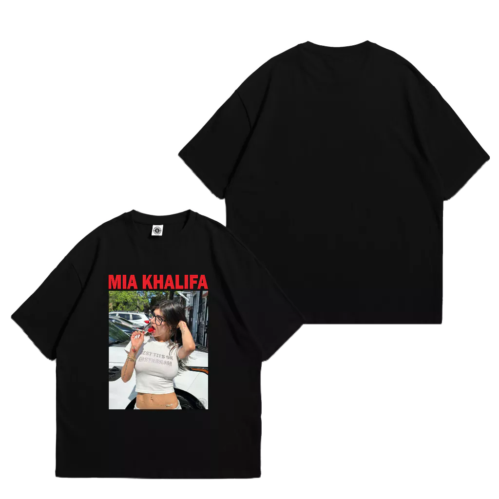 Wuts Store Tshirt Mia Khalifa Lollipop เสื้อยืดวินเทจ Pun Mayhem เพลงหวีสีดํา 24 วินาที