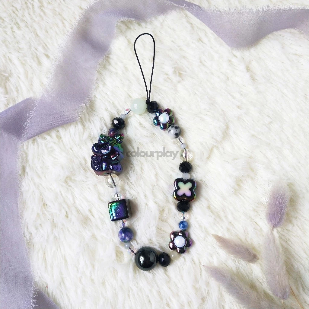 HP GANTUNGAN [READY] LU003- สายคล้องโทรศัพท์เชือกเส้นเล็กลูกปัดหรูหรา | เล่นสี.