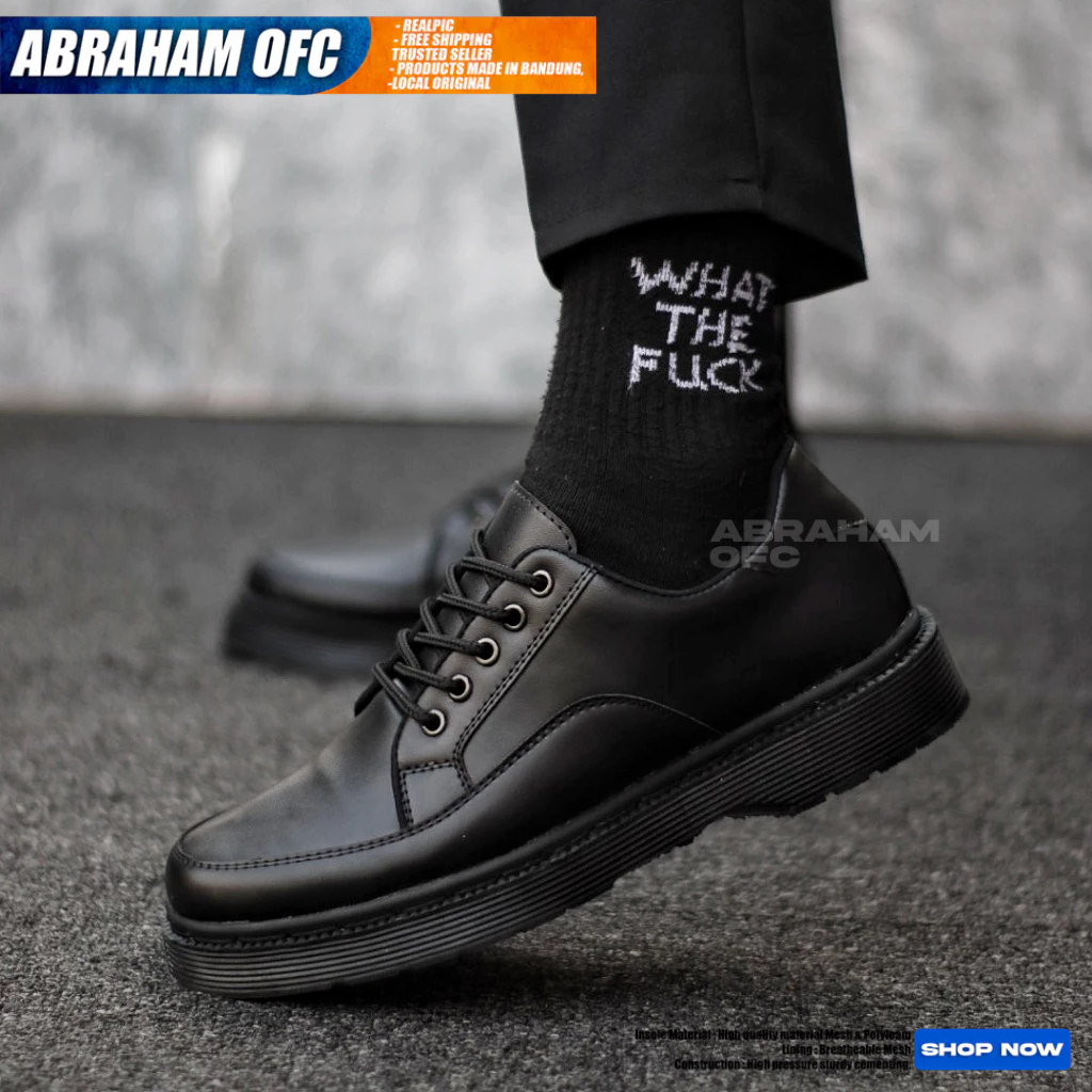 รองเท้า Oxford สําหรับผู้ชาย ABRAHAM รองเท้าทํางานลําลองสีดํา