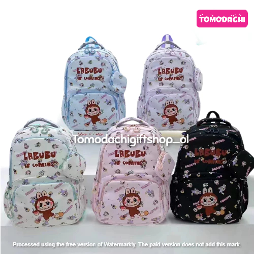 TM/ Laptop Backpack Parachute School Backpack for Teenagers Labubu The Monster Exiting Macaron Is Co