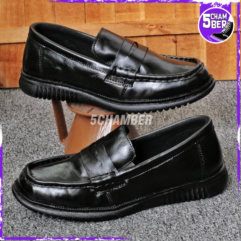 5CHAMPBER Kane - รองเท้าโลฟเฟอร์หนังแท้สีดําสําหรับผู้ชายสําหรับทํางานสํานักงานลําลอง