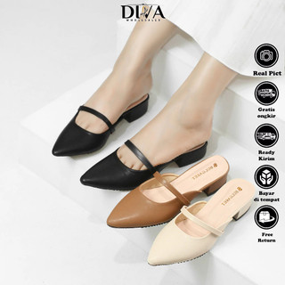 Sandal Wanita Heels Mules Hak 3cm Elegan Kekinian DN 07
