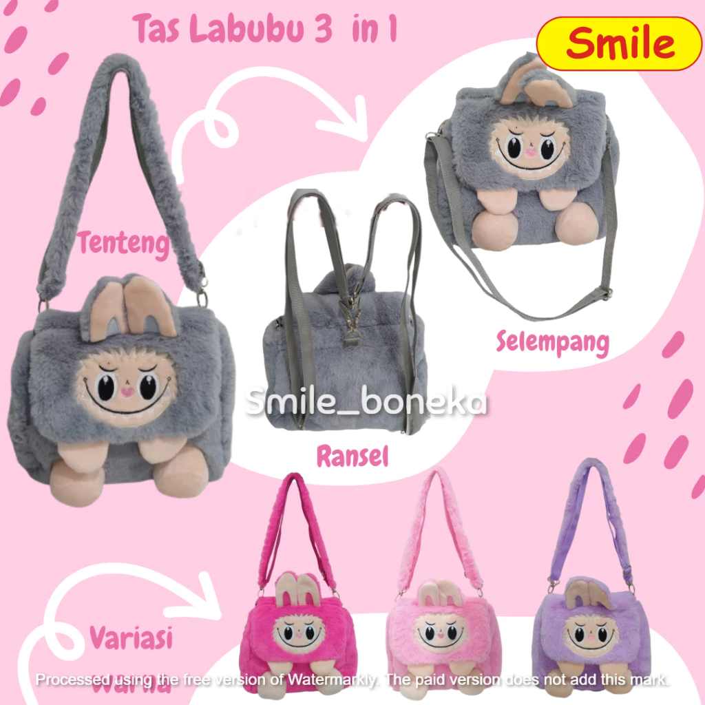 SB/ 3in1 กระเป๋าเป้สะพายหลังตุ๊กตาตุ๊กตาสําหรับวัยรุ่นหญิงแฟชั่นสไตล์เกาหลี Labubu The Monster Exiti