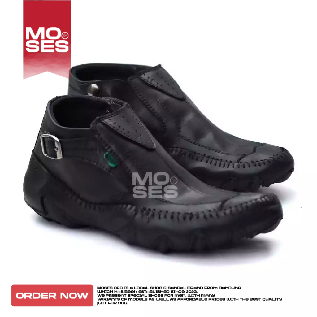 MOSES Mens Official Boots รองเท้าทํางานผู้ชายหนังแท้