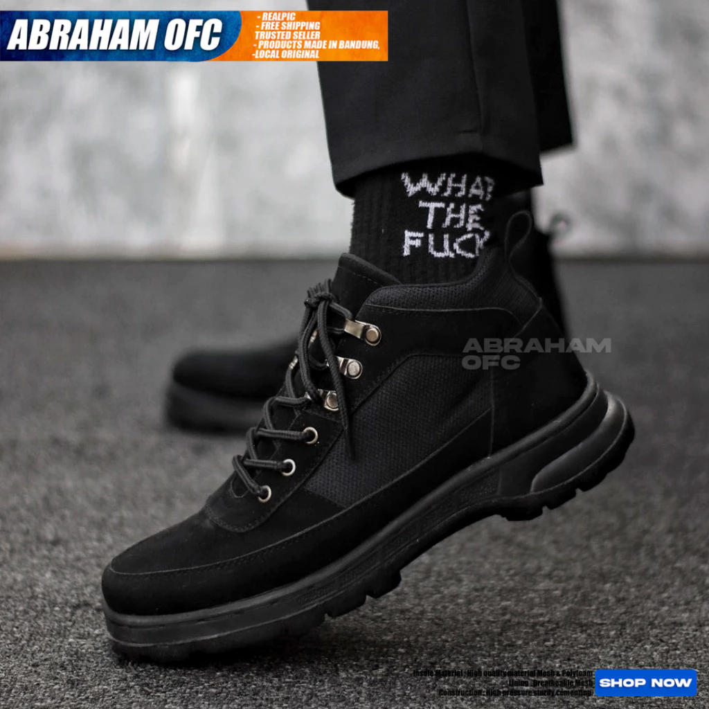 ABRAHAM Mens Official Boots รองเท้าทํางานหนังนิ่มสีดํา