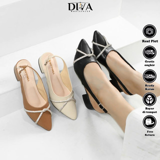 Sandal Wanita Heels Mules Hak 3cm Elegan Kekinian DN 08