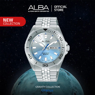 Alba Gravity Series Uranus Jam Tangan Pria AV3587 / AV3587X1 Quartz Silver Light Blue Dial Stainless Steel Strap Watch