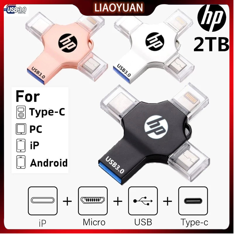 Flashdisk 1TB 512GB 128GB 64GB 32GB OTG 4 IN 1 สําหรับ iphone 615 USB 3.0 Micro + Type C + Li9htnin9
