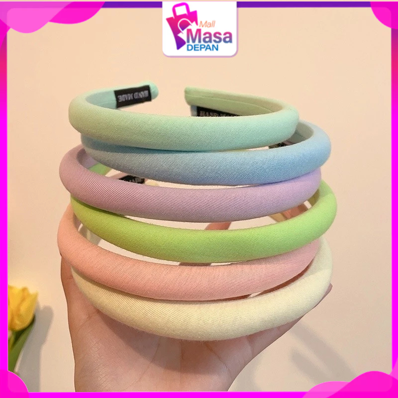 MMD ที่คาดผมโฟมผ้าผู้หญิงเกาหลีที่คาดผมเมฆธรรมดาสีพาสเทลนุ่มผ้าพันคอยางรัดผมเกาหลี