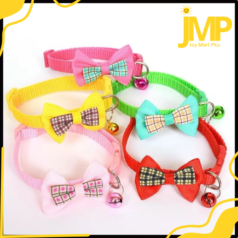 JMP - สายคล้องคอสัตว์เลี้ยงน่ารัก Bell Cat Necklace Cat Dog Collar Ribbon Motif