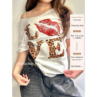 2TOYOUNG kaos wanita lengan pendek love leopard crop top y2k baby tee retro streer vintage ahs