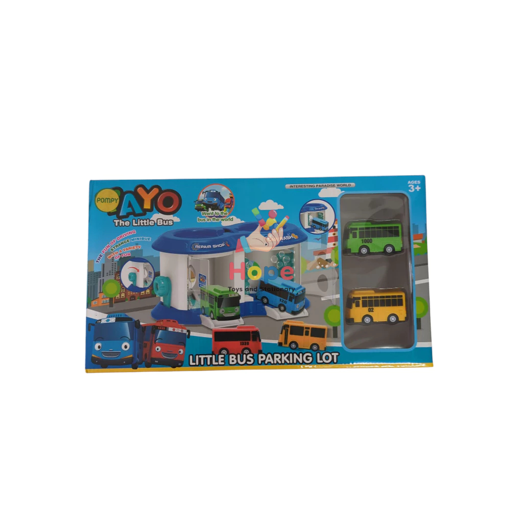 Tayo The Little Bus Parking Lot Set - Tayo Bus Garage Toy 111-53