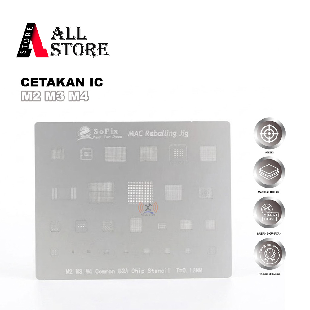 IC SOFIX MAC REBALLING JIG M2 M3 M4 COMMON BGA CHIP STENCIL T=0.112MM ORIGINAL - STENCIL REBALLING B