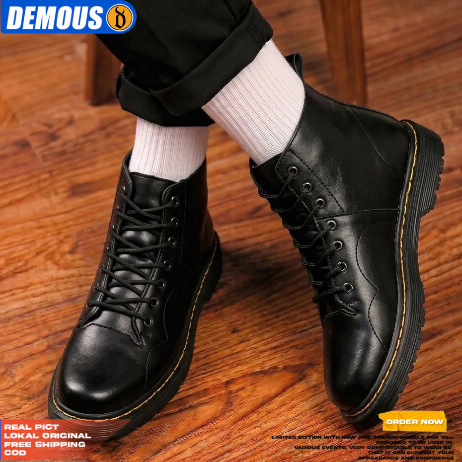 DEMOUS TODO - รองเท้าทํางานอย่างเป็นทางการสําหรับผู้ชาย Docmart สีดํา