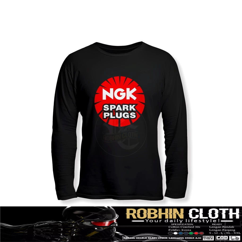 เสื้อยานยนต์แขนยาวโลโก้ NGK Spark Plugs