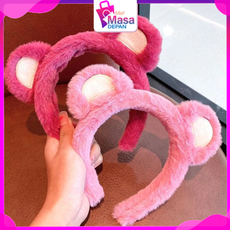 MMD สตรอเบอร์รี่หมีแถบคาดศีรษะ Bondu คอสเพลย์หมีหู Motif ผู้หญิงผ้าพันคอสีชมพูสตรอเบอร์รี่หมีน่ารักส