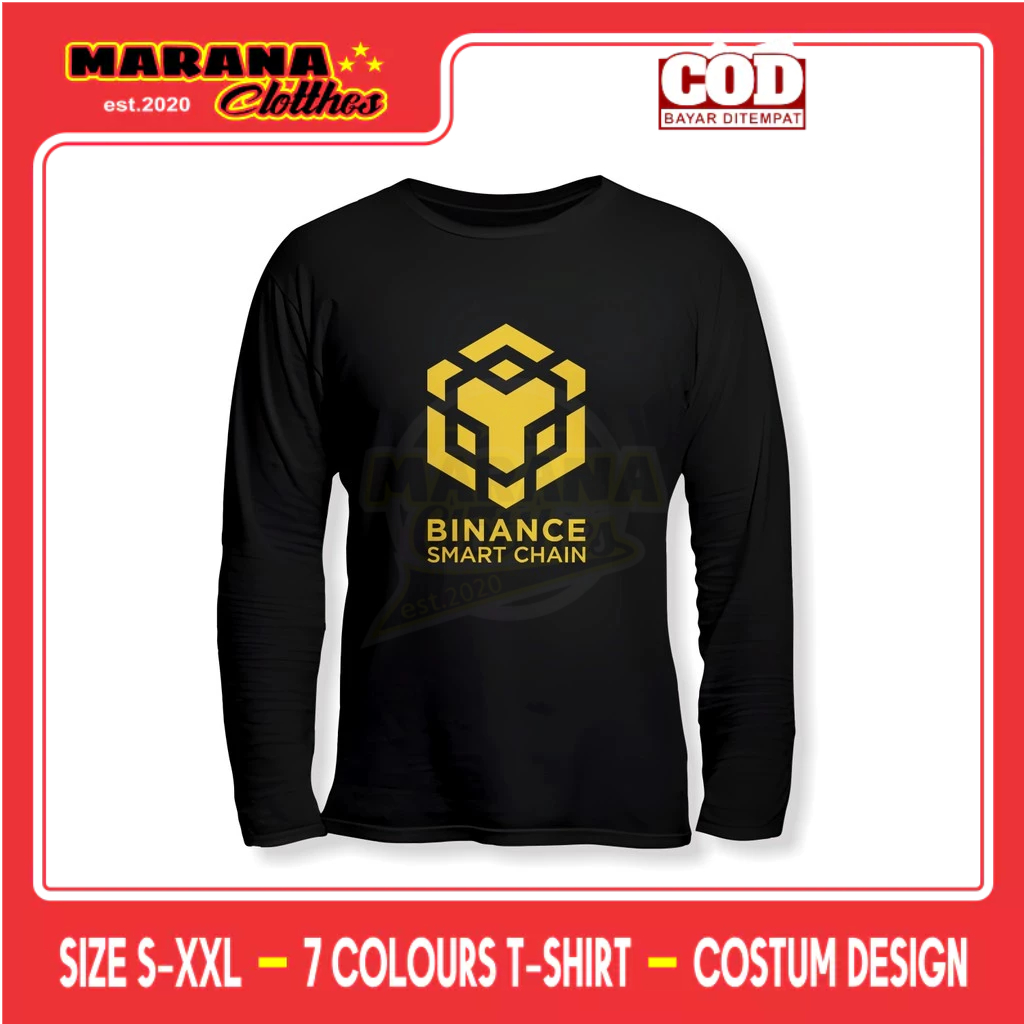 Binance Smart Chain BlokChain Crypto Logo Long Sleeve Distro T-Shirt