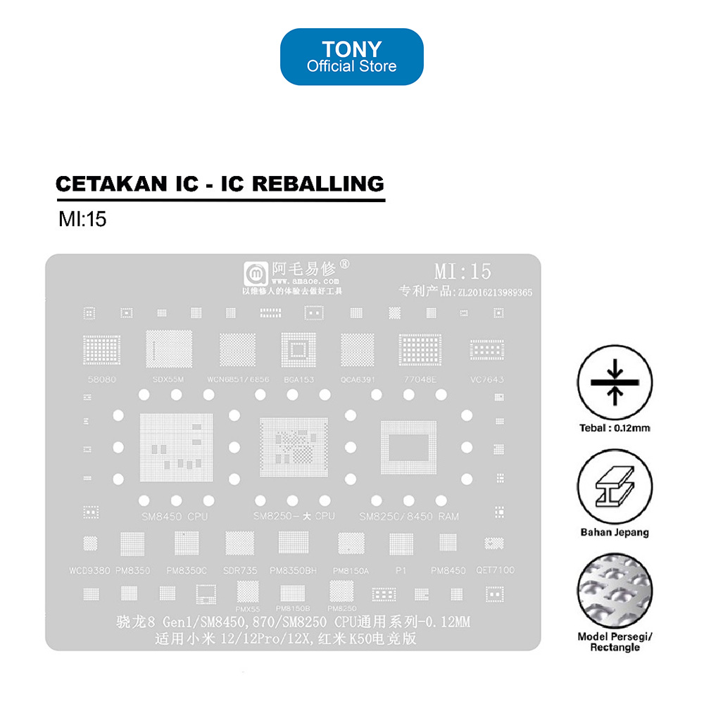 AMAOE MI:15 SNAPDRAGON 8 Gen1/SM8450,870/SM8250 CPU UNIVERSAL SERIES IC MOLD -0.12MM ORIGINAL