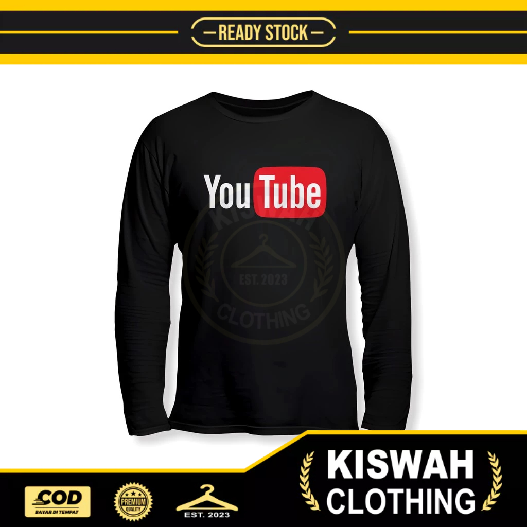 Youtube Logo v2 เสื้อยืดแขนยาว Distro เสื้อยืด