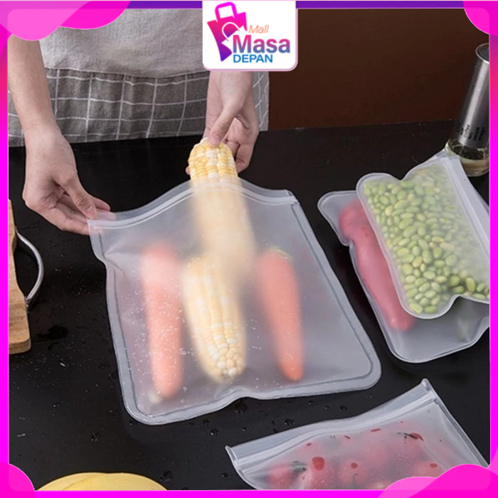 MMD Ziplock ถุงเก็บอาหารตู้เย็นเก็บอาหารReusable Ziplockซิลิโคนหนากระเป๋ากระเป๋าFightอาหารZiplockทึบ