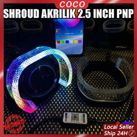 Shroud Matrix 5D อะคริลิครถจักรยานยนต์ I8-U-WRGB 2.5 นิ้ว APP บลูทูธ 210 โหมด DC12V