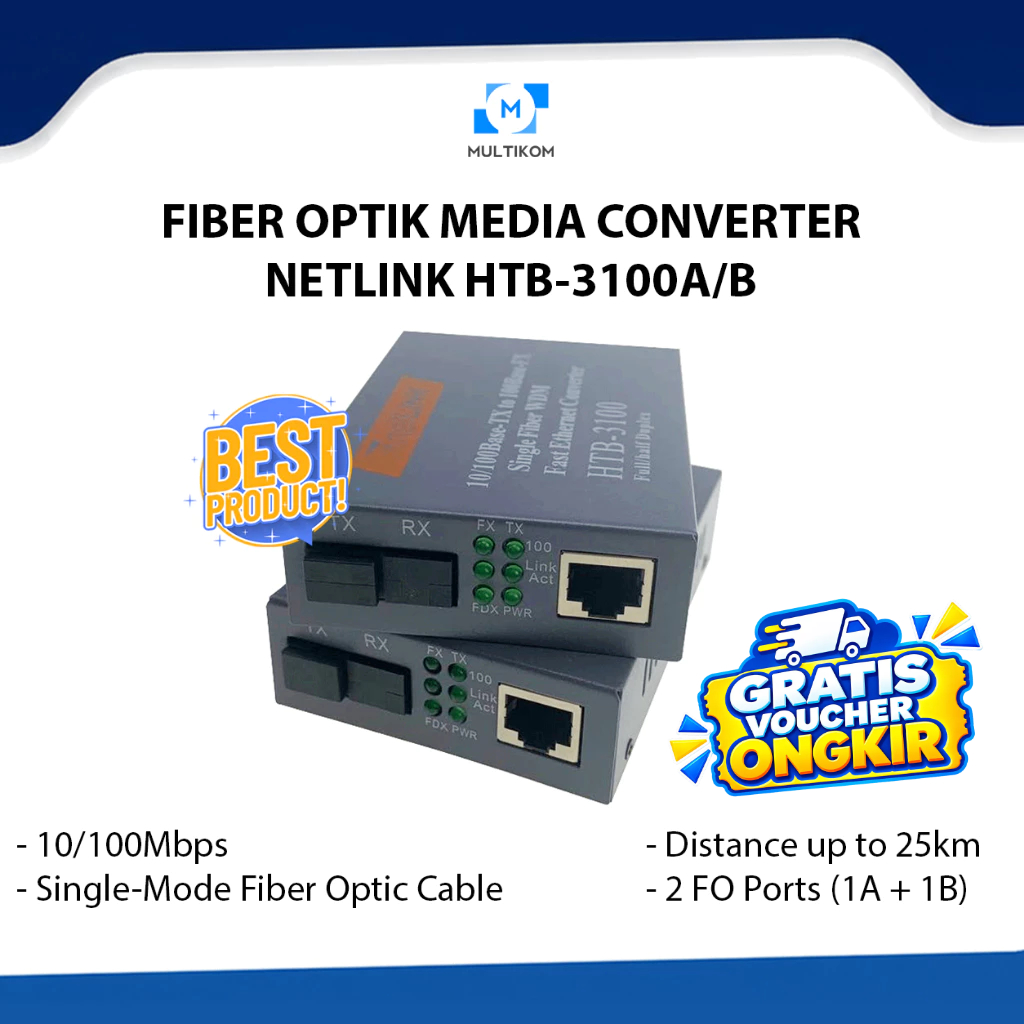 เส้นใย OPTIC MEDIA CONVERTER NETLINK HTB-3100A/B