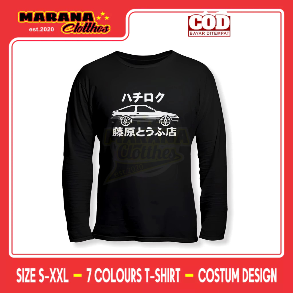 เสื้อยืดรถยนต์แขนยาว Toyota AE86 Initial D เสื้อผ้ายานยนต์