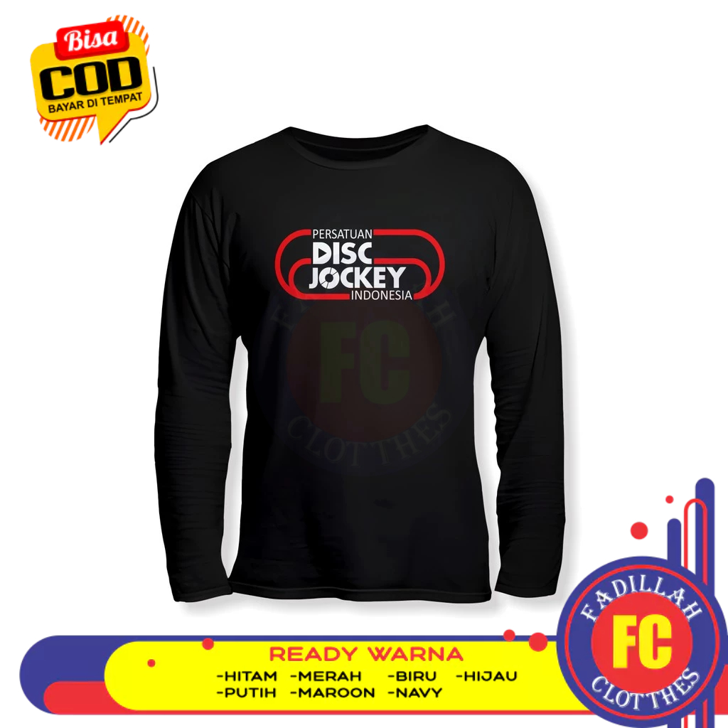 Disk Jockey DJ อินโดนีเซียสมาคมเสื้อยืดแขนยาวโลโก้ Distro เสื้อยืด
