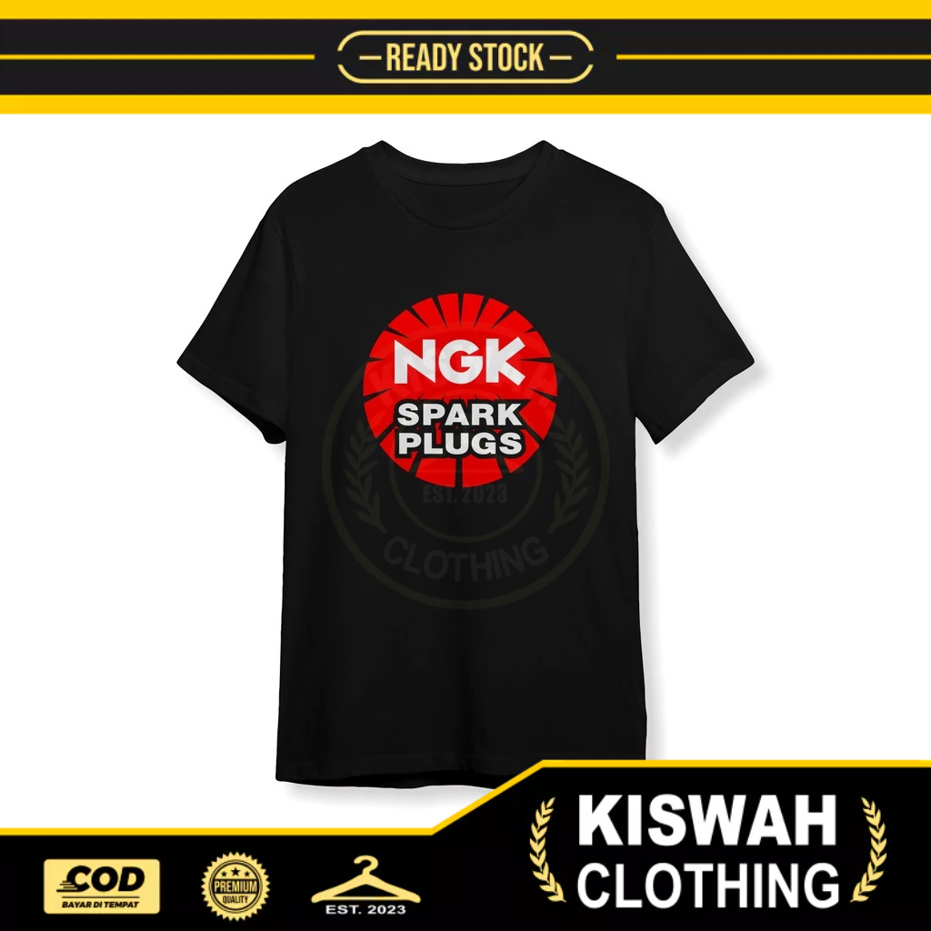 เสื้อยืดโลโก้ NGK Spark Plugs เสื้อผ้ายานยนต์