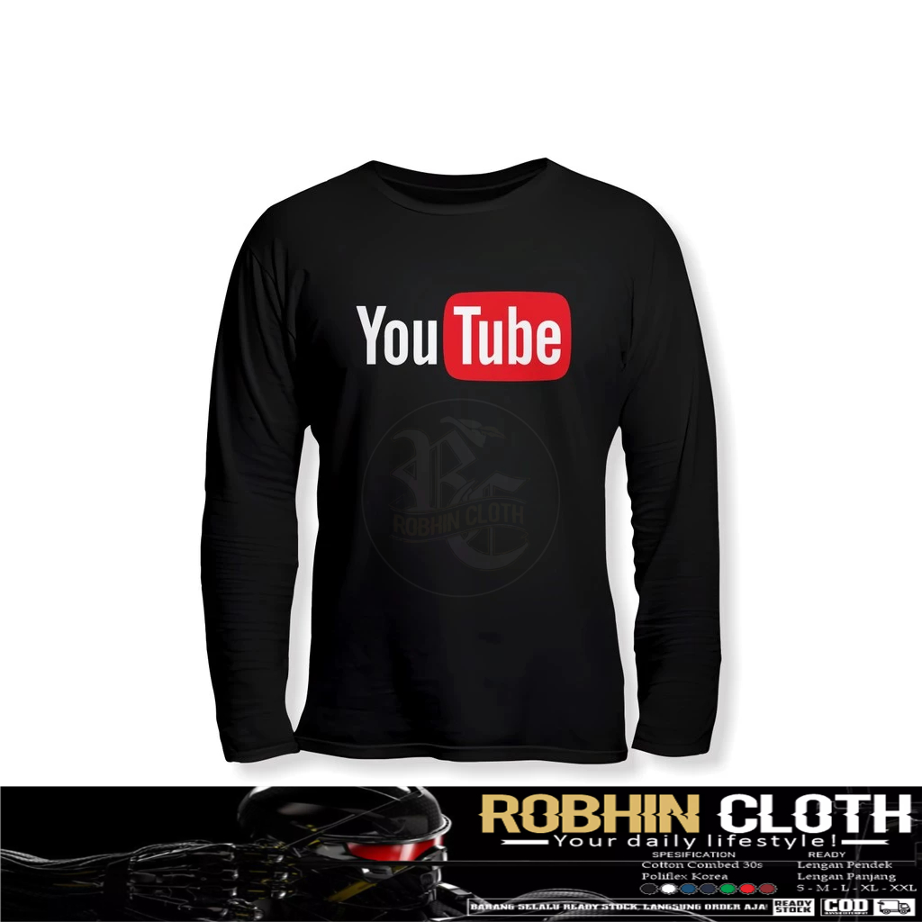 Youtube Logo v2 เสื้อยืดแขนยาว Distro เสื้อยืด